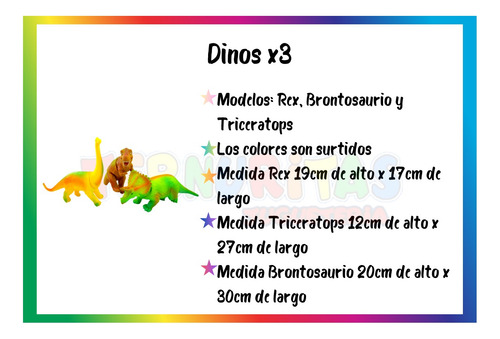 Combo X3 Dinosaurio Rex Brontosaurio Triceratops Dino Rg