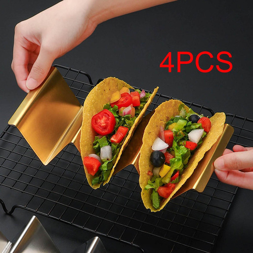4 Piezas De Tacos De Tacos Tacos Tacos Bandeja De Oro