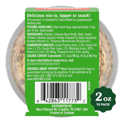 Greenies Smart Topper, Alto En Proteínas, 10 X 2oz