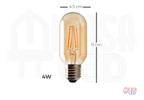 Foco Edison Vintage Chaparro Led Ambar 4w T45