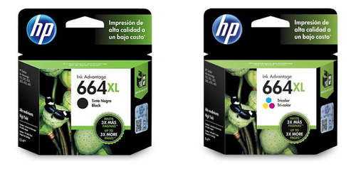 Combo Hp De Cartuchos De Tinta 664xl, Negro Y Tri-color