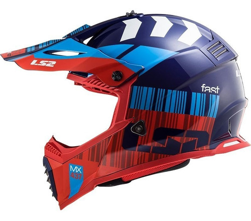 Capacete Ls2 Mx437 Fast Evo Motocross Trilha Red/blue 