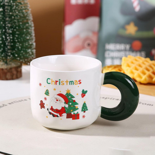 Juego De Tazas De Cerámica Árbol De Navidad Verde