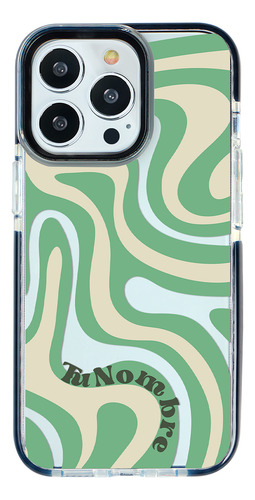 Funda Para iPhone Con Tu Nombre Para Mujer Curvas Verde