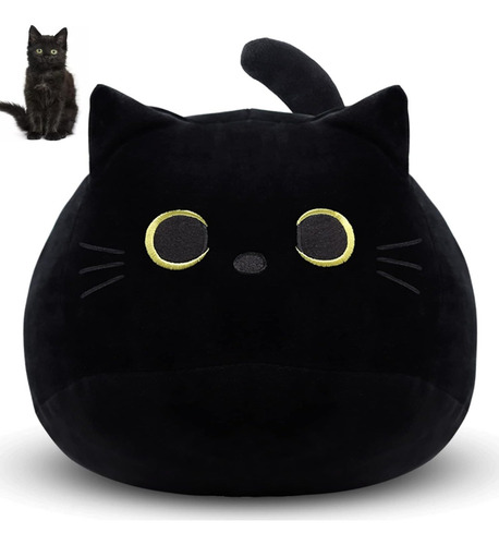 Almofada De Pelúcia Gato Preto - Travesseiro Decorativo