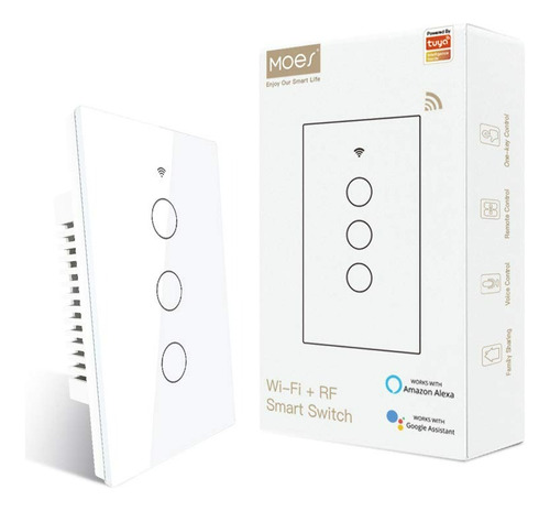 Interruptor De Luz Wifi Tactil 3c + Rf | Tuya Smart Domótica