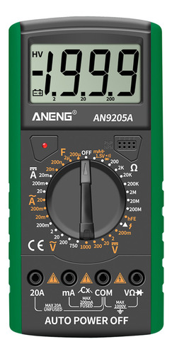 Aneng An9205a Digital.1/2 Lcd 1999c Manual Ac D