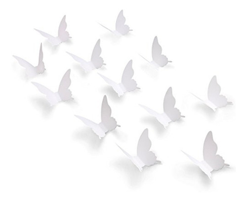 24 Mariposas Blancas En 3d Para Pegar En Superfices Lisas