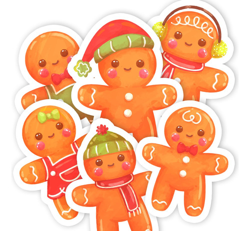 Set Stickers De Navidad Galleta De Jengibre Ginger Man (50u)