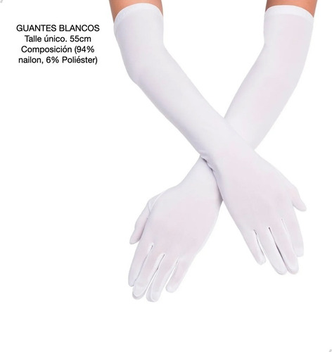Imagen 2 de 10 de Guantes Largos De Dama 55cm Negro Blanco Disfraz Halloween