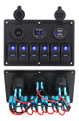 Painel De Interruptor Basculante À Prova D'água Com Luz Azul