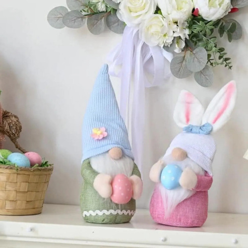 Enanos De Pascua, Hermosa Decoración De Conejitos De Pascua
