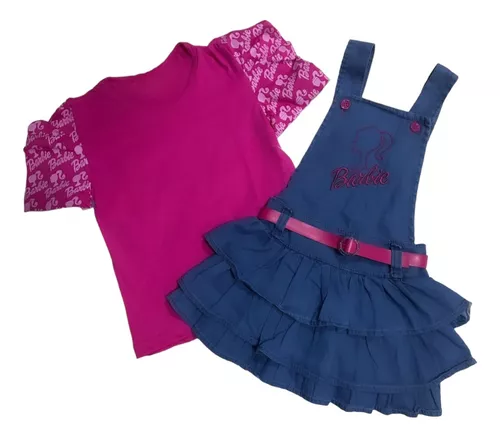 Roupa De Bebê Barbie Salopete Menina Infantil Blogueirinha