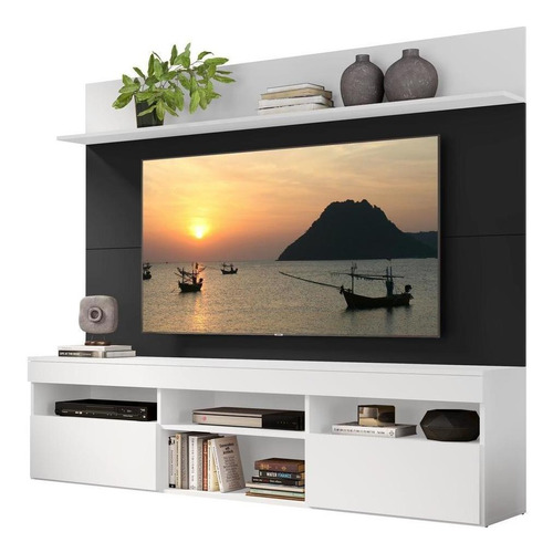 Rack C/ Painel Tv 65 Madri Multimóveis Branco/preto