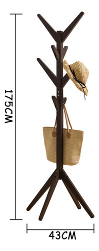 Perchero Organizador Ropa De Pie 175cm De Bambu 8 Ganchos