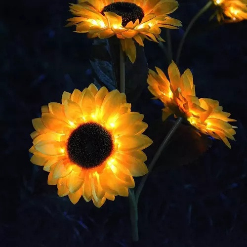 2kit Lâmpada De Gramado Para Decoração De Girassol, Led
