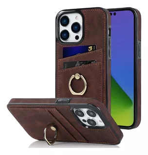 Estojo De Couro Com Suporte De Anel Para iPhone Slim Cove