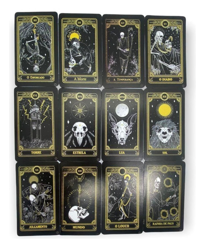 Tarô Negro Completo 78 Cartas Coloridas Com Manual