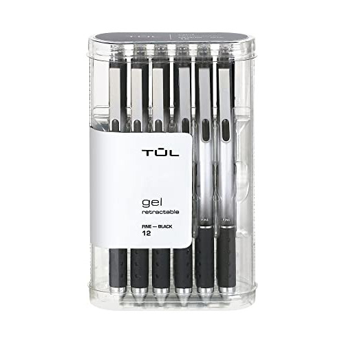 Bolígrafos De Gel Tul, Punto Fino, 0.5 Mm, Negro, Pack 