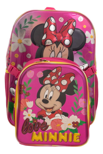 Set Mochila Y Lonchera Ruz Minnie Mouse Disney Primaria