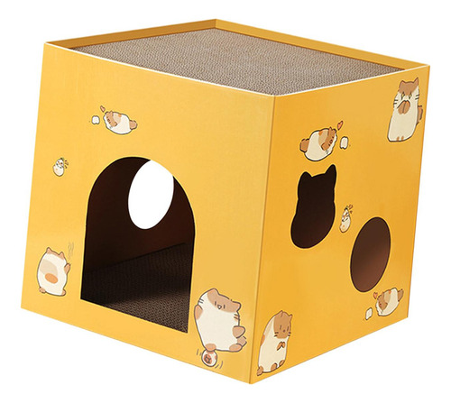 Casa De Gato, Tablero Rascador, Cartón, Caja De Amarillo S