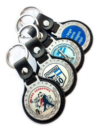 Llaveros Símil Cuero Redondo Personalizados Arg Pack 50u.