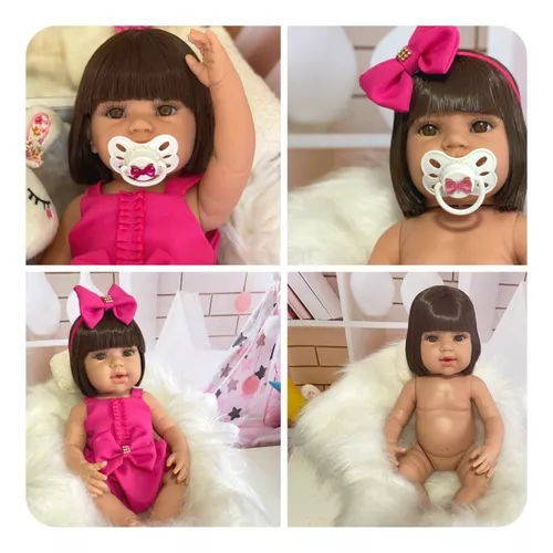 BEBÊ REBORN MENINA DE SILICONE RICCA REALISTA PODE DAR BANHO - Maternidade  Mundo Baby Reborn