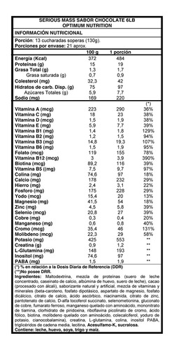 Imagen 2 de 2 de Serious Mass 6 Lbs - Optimun Nutrition