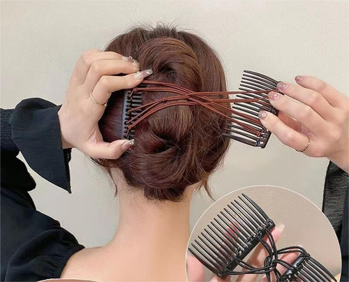 . Peineta Elástica Doble W Con Inserto En Forma De Disco