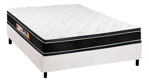 Cama Box Casal: Colchão Espuma Castor D33 Black E White Dou