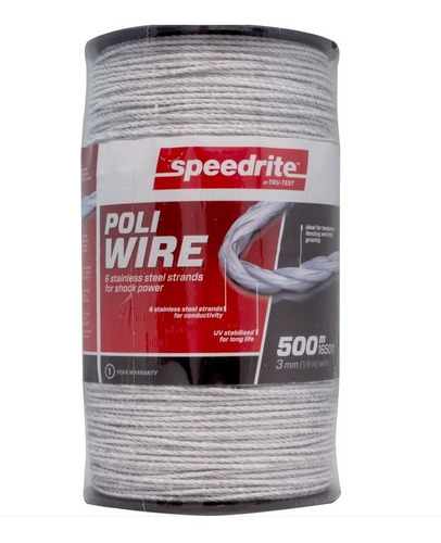 Rollo Cable Poliwire Blanco Para Cerco Eléctrico 500metros