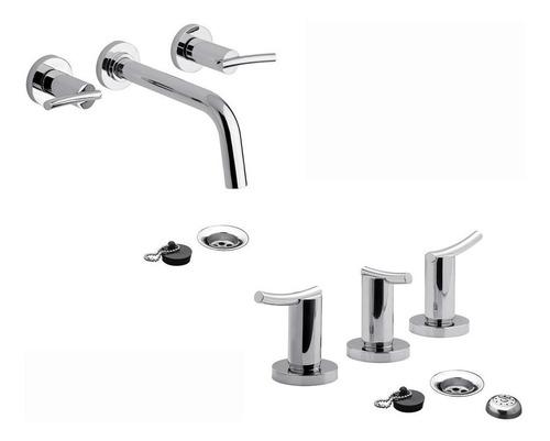 Combo Griferia Fv Libby Lavatorio Pared Bidet 295/39 Cs1690