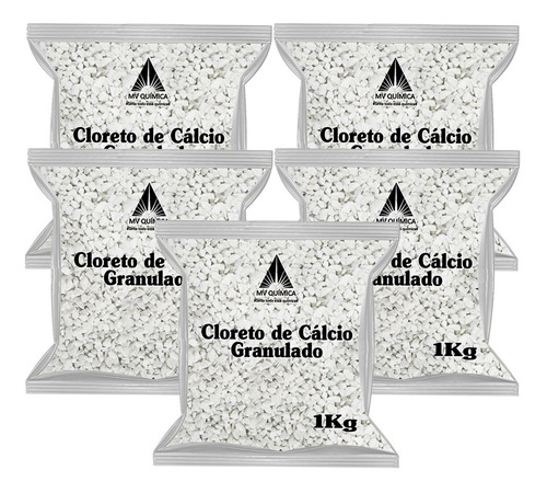 Imagem 1 de 5 de Cloreto De Cálcio Granulado Mv Química 5und X 1kg = 5kg