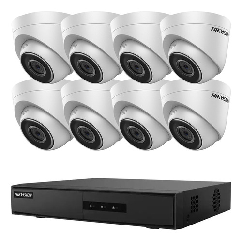 Kit Ip Hikvision Nvr 8ch Poe + 8 Cam 2mp Full Hd Con Audio