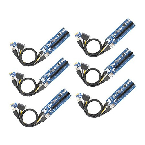 Yikeshu 6-pcs 6 Pin Pcie Riser,pci-e Riser 1x A 16x Riser Ca