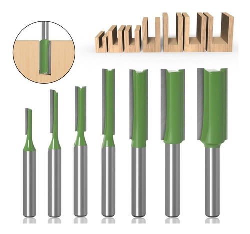 Kit 7 Fresas Para Tupia Ou Cnc Haste 6mm P/3,4,5,6,8,10,12mm