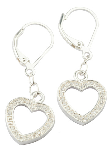 Aretes Mujer Plata 925  Aretes Largos Elegantes Corazón