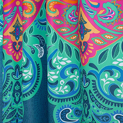 Par De Paneles De Cortinas 274 X 132 Cm Turquesa Y Azul Mari