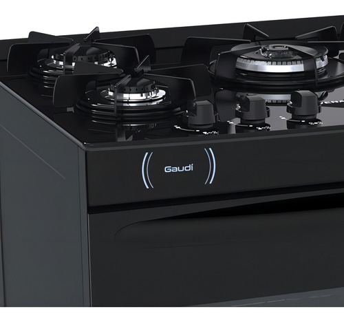 Fogao 5 Bocas Venax Gaudi Vitreo Preto Fosco Gas Glp
