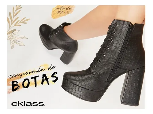 Botines Negros Agujeta Tacon 11 Cm 054 10 Cklass