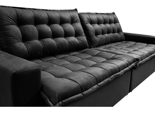 Sofá Retrátil Reclinável e Cama 2,95m Cama inBox Flex Suede Velusoft Preto