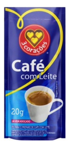 Revolvedor de bebidas 3 Corações Mistura café com leite em sachê 3 corações 20g - 50 und azul oscuro