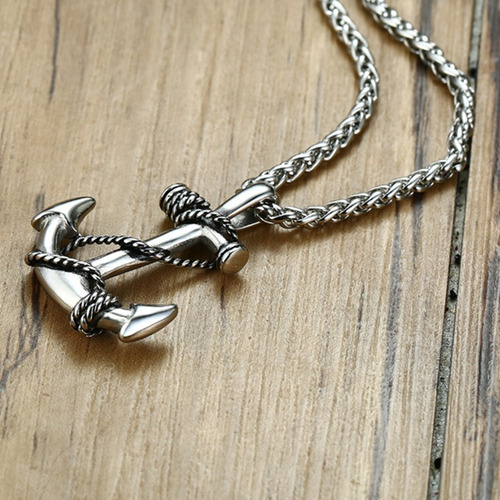 Imagem 2 de 5 de Colar Masculino Com Pingente Âncora
