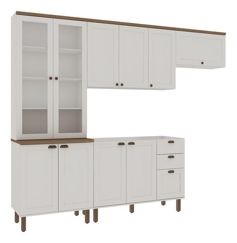 Cozinha Completa Com Cristaleira 100% Mdf Iluminata Wt