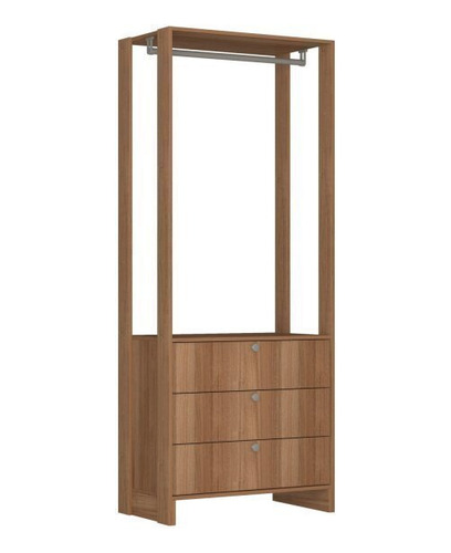 Guarda-roupa Closet 2 Peças Com Cabideiro 3 Gavetas E 7 Wt