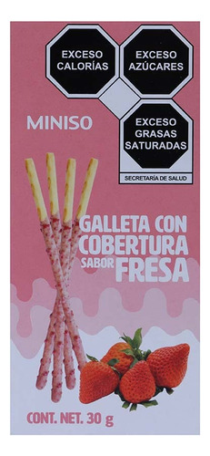 Miniso Palitos De Galleta Cubiertos Con Crema De Fresa, 30 G