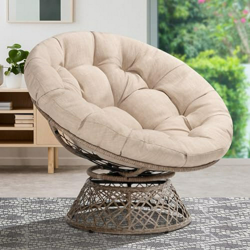 Bme Ergonomic Wicker Papasan Chair With Soft Thick Cushion