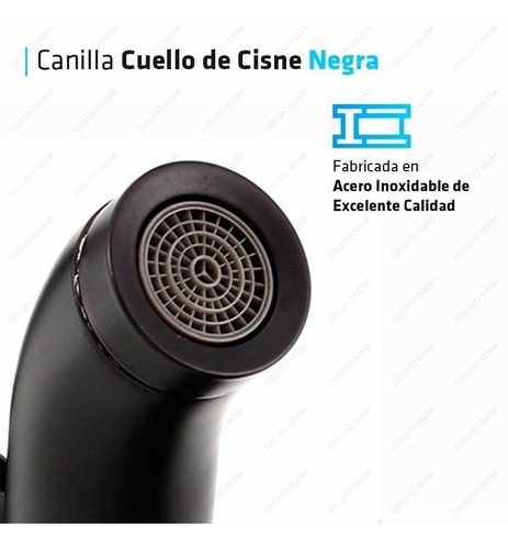 Imagen 3 de 10 de Canilla Griferia Monocomando Lavatorio Alta Tubo Recto Negro