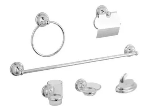 Juego Accesorios Para Baño Modelo Je-12-c Cromo