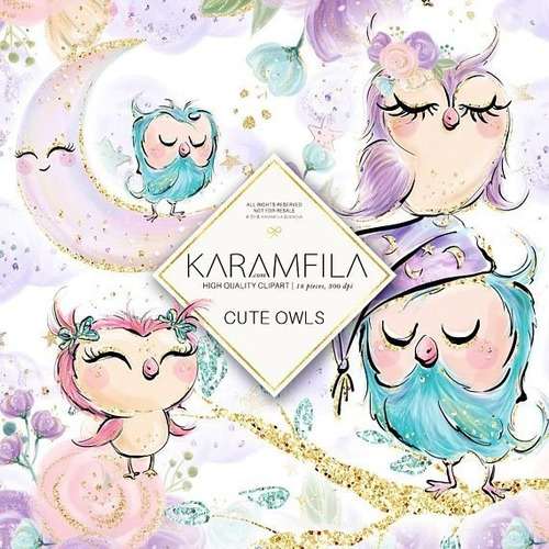 Kit Imprimible Scrap #03 - Cute Owls - Cliparts . Karamfila
